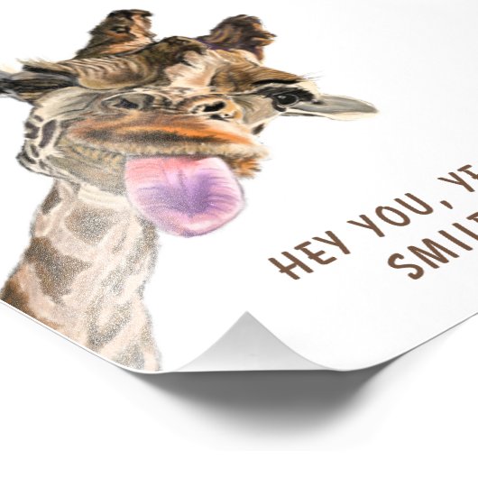 Happy Giraffe Tongue Out Funny Foto Print (Ecke)