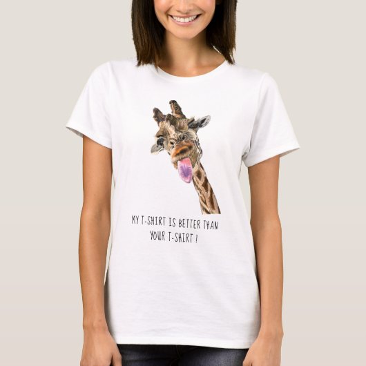 Happy Giraffe Tongue Out Funny T - Shirt - Dein Te (Vorderseite)