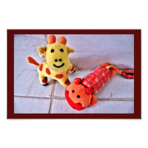 Happy Giraffe und Hippo Fotodruck