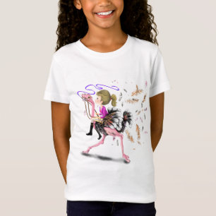 Happy Girl and Ostrich - Racing Team - Spaß Zeichn T-Shirt
