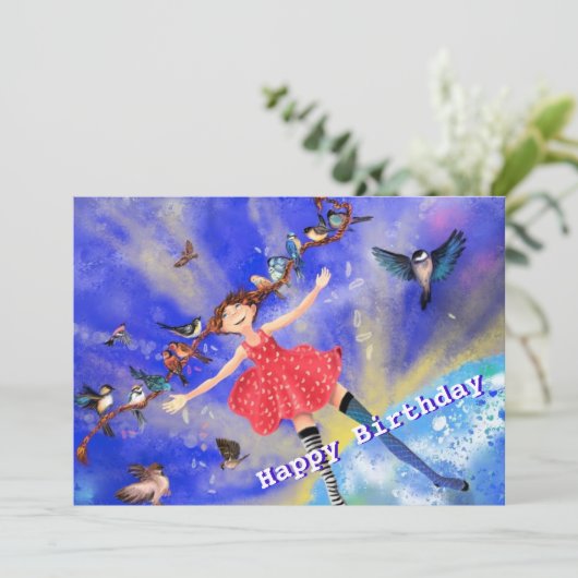 Happy Girl Birthday Card (Stehend Vorderseite)