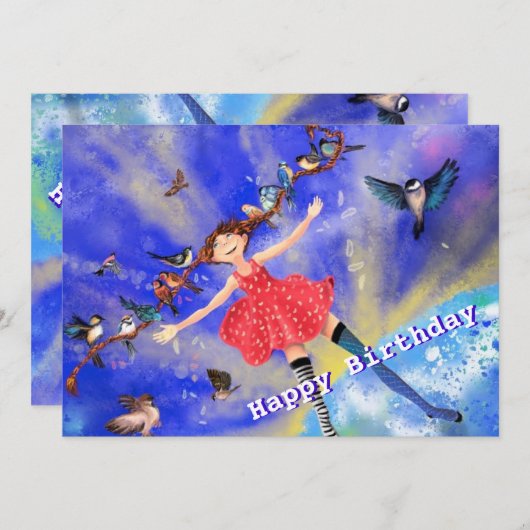 Happy Girl Birthday Card (Vorne/Hinten)