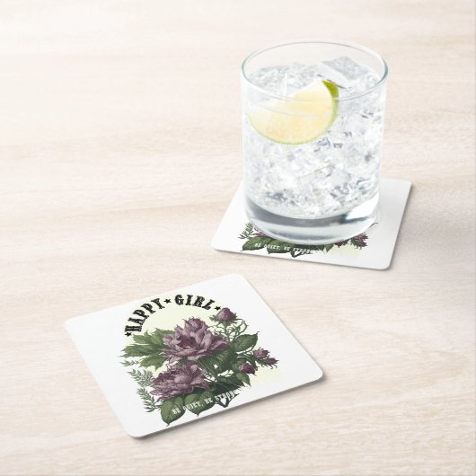 Happy Girl Blumendesign Rechteckiger Pappuntersetzer (Vor Ort)