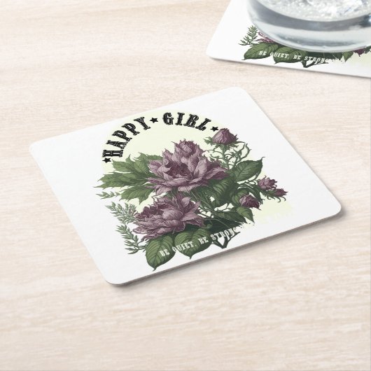 Happy Girl Blumendesign Rechteckiger Pappuntersetzer (angewinkelt)