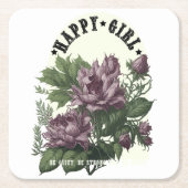 Happy Girl Blumendesign Rechteckiger Pappuntersetzer (Vorderseite)