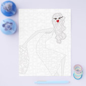 Happy Girl Dancing Coloring Flyer Paper (Einzeln)