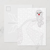 Happy Girl Dancing Coloring Postcard Postkarte (Vorne/Hinten)