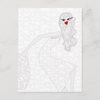 Happy Girl Dancing Coloring Postcard Postkarte