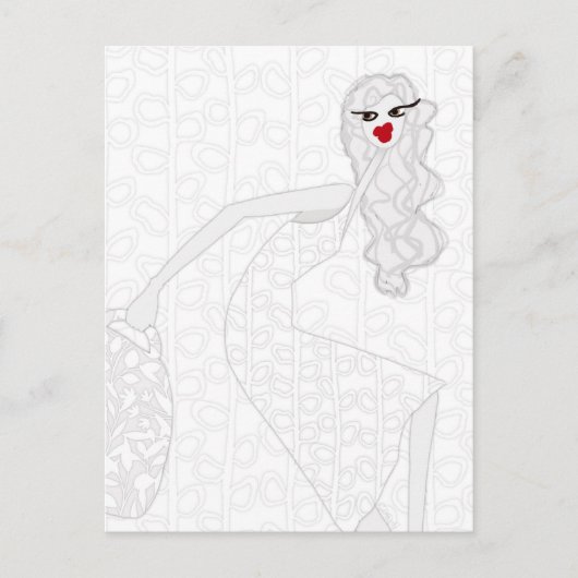 Happy Girl Dancing Coloring Postcard Postkarte (Vorderseite)