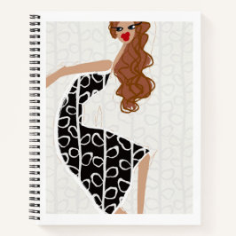 Happy Girl Dancing Schwarz-weiß Fashion Notizblock