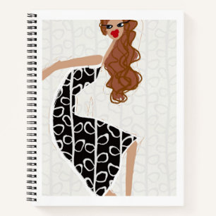 Happy Girl Dancing Schwarz-weiß Fashion Notizblock