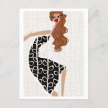 Happy Girl Dancing Schwarz-weiß Fashion Postcard