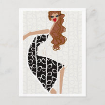 Happy Girl Dancing Schwarz-weiß Fashion Postcard