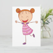 Happy Girl Einladung (Stehend Vorderseite)