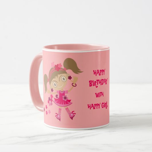 HAPPY GIRL GIFT BIRTHDAY TASSE (Vorderseite Links)
