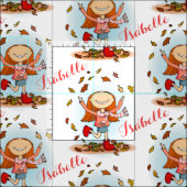 Happy Girl in Herbstlaub Stoff spielen (Kachel)
