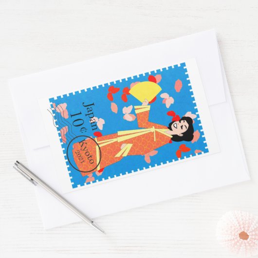 Happy Girl Japan Briefmarke Art Decorative Sticker (Umschlag)