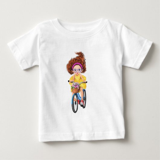 Happy Girl mit Bike Baby T - Shirt (Vorderseite)