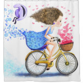 Happy Girl mit Bike Duschvorhang (Vorderseite)
