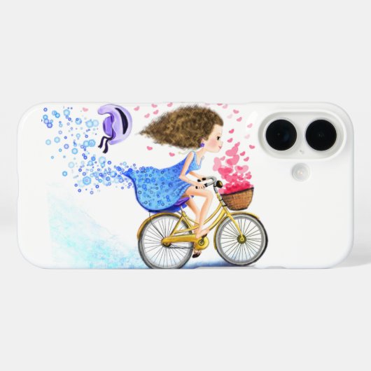 Happy Girl mit Bike iPhone Case (Rückseite (Horizontal))