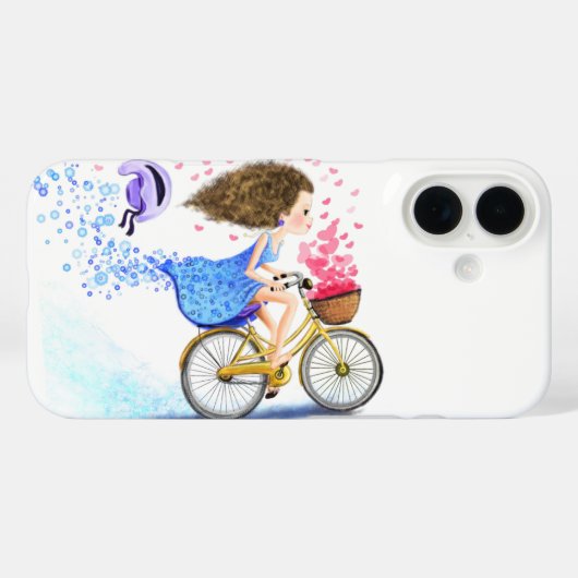 Happy Girl mit Bike iPhone Case (Rückseite (Horizontal))