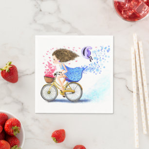 Happy Girl mit Bike Napkins Serviette