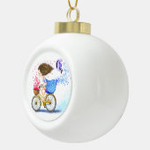 Happy Girl mit Bike Weihnachtsschmuck Keramik Kugel-Ornament (Rechts)