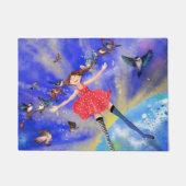 Happy Girl mit Birds Doormat Fußmatte (Vorderseite)