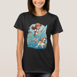 Happy Girl mit ihrem Hund T-Shirt