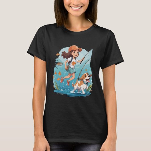 Happy Girl mit ihrem Hund T-Shirt (Vorderseite)