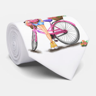 Happy Girl mit Pink Bike Neck Tie Krawatte