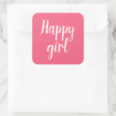 Happy Girl Quadratischer Aufkleber (Tasche)