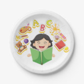 Happy Girl Reading Pappteller (Vorderseite)