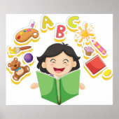 Happy Girl Reading Poster (Vorne)