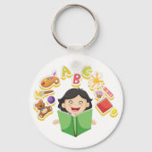 Happy Girl Reading Schlüsselanhänger (Vorderseite)