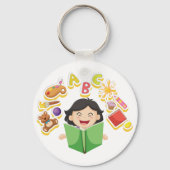 Happy Girl Reading Schlüsselanhänger (Rückseite)