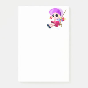 Happy Girl Swinging Post it Notes Post-it Klebezettel