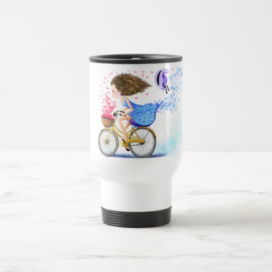 Happy Girl Wir haben Bike Travel Mug Romantic Love Reisebecher (Mittel)
