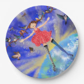 Happy Girl with Birds - Bild hinzufügen / Text Pappteller (Vorderseite)