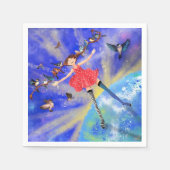 Happy Girl with Birds - Bild hinzufügen / Text Serviette (Vorderseite)