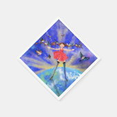 Happy Girl with Birds - Bild hinzufügen / Text Serviette (Ecke)