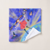 Happy Girl with Birds - Happines Badhandtuch Set (Waschlappen)