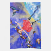 Happy Girl with Birds - Happines - Joy Geschirrtuch (Vertikal)
