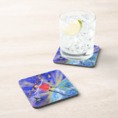 Happy Girl with Birds - Happines - Joy Getränkeuntersetzer (Rechte Seite)