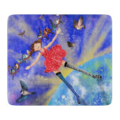 Happy Girl with Birds - Happines - Joy Schneidebrett (Vorderseite)