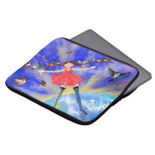 Happy Girl with Birds - Happines Laptopschutzhülle