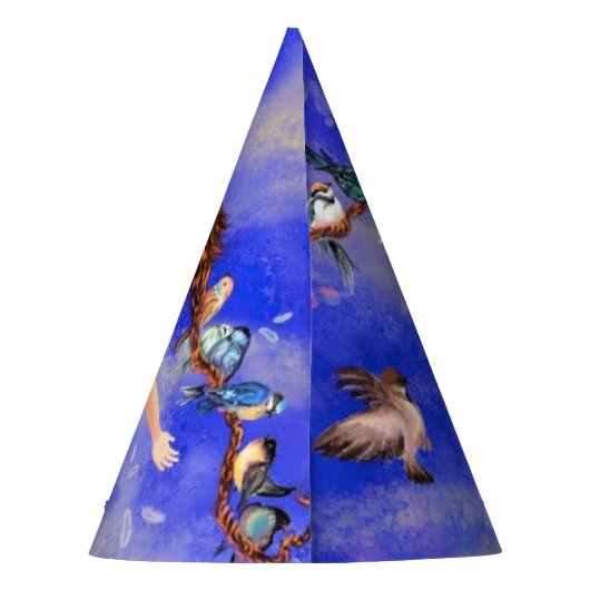 Happy Girl with Birds - Happines Partyhütchen (Rückseite)