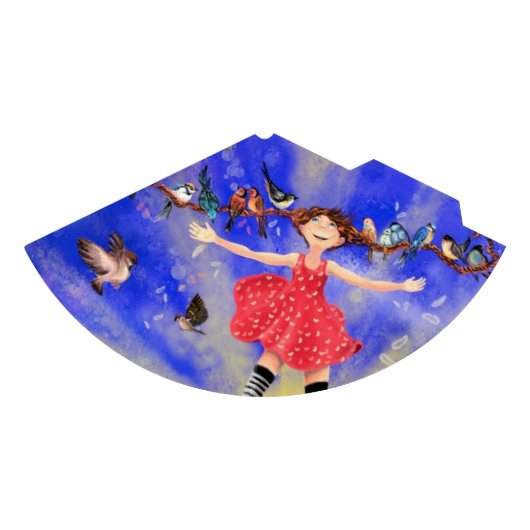 Happy Girl with Birds - Happines Partyhütchen (Vorderseite)