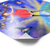 Happy Girl with Birds Poaster Print Fotodruck (Ecke)