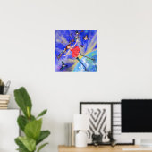 Happy Girl with Birds Poster Happy (Heimbüro)